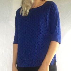 Blue 3/4 sleeve blouse- great condition
